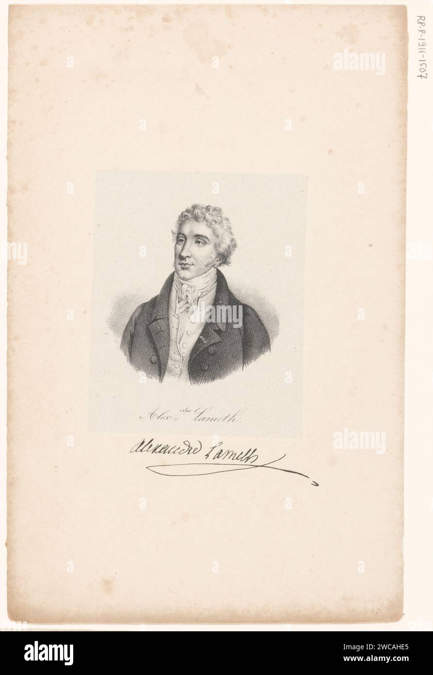 Portret van Alexandre de Lameth, anonymous, veuve Delpech (Naudet) (possibly), in or after 1818 - in or before 1842 print  Paris paper.  historical persons Stock Photo