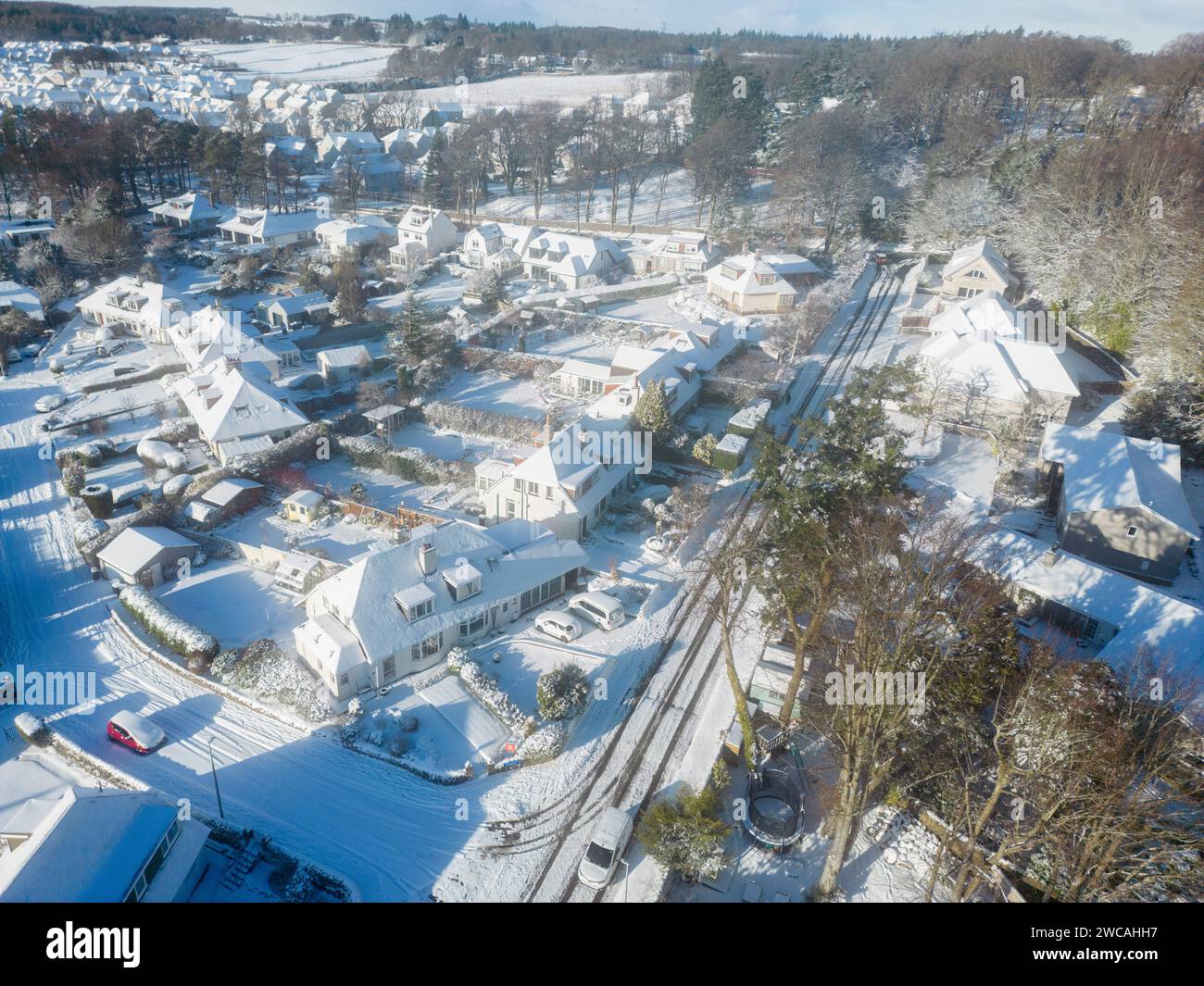 UK Weather Aberdeen, Scotland. 15th January 2024. Drone photos of Snow
