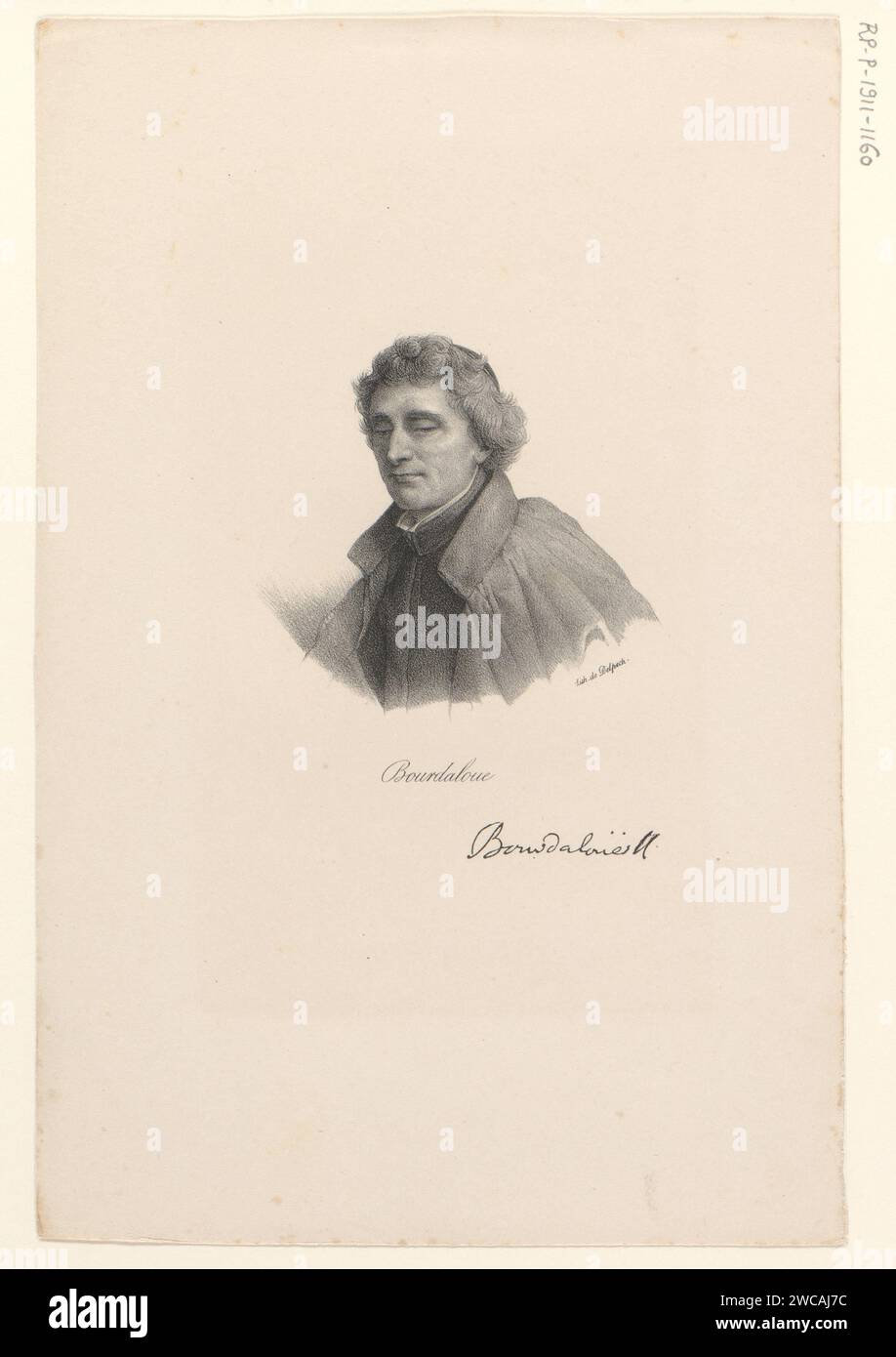 Portret van Louis Bourdaloue, anonymous, veuve Delpech (Naudet), in or after 1818 - in or before 1842 print  Paris paper  historical persons Stock Photo