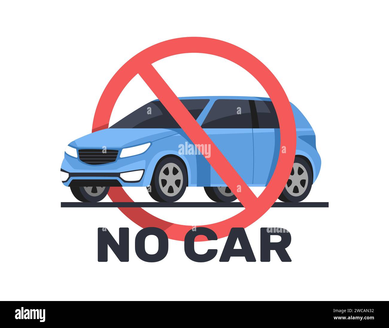 Vehicle prohibition sign. Automobile in red circle. Information for