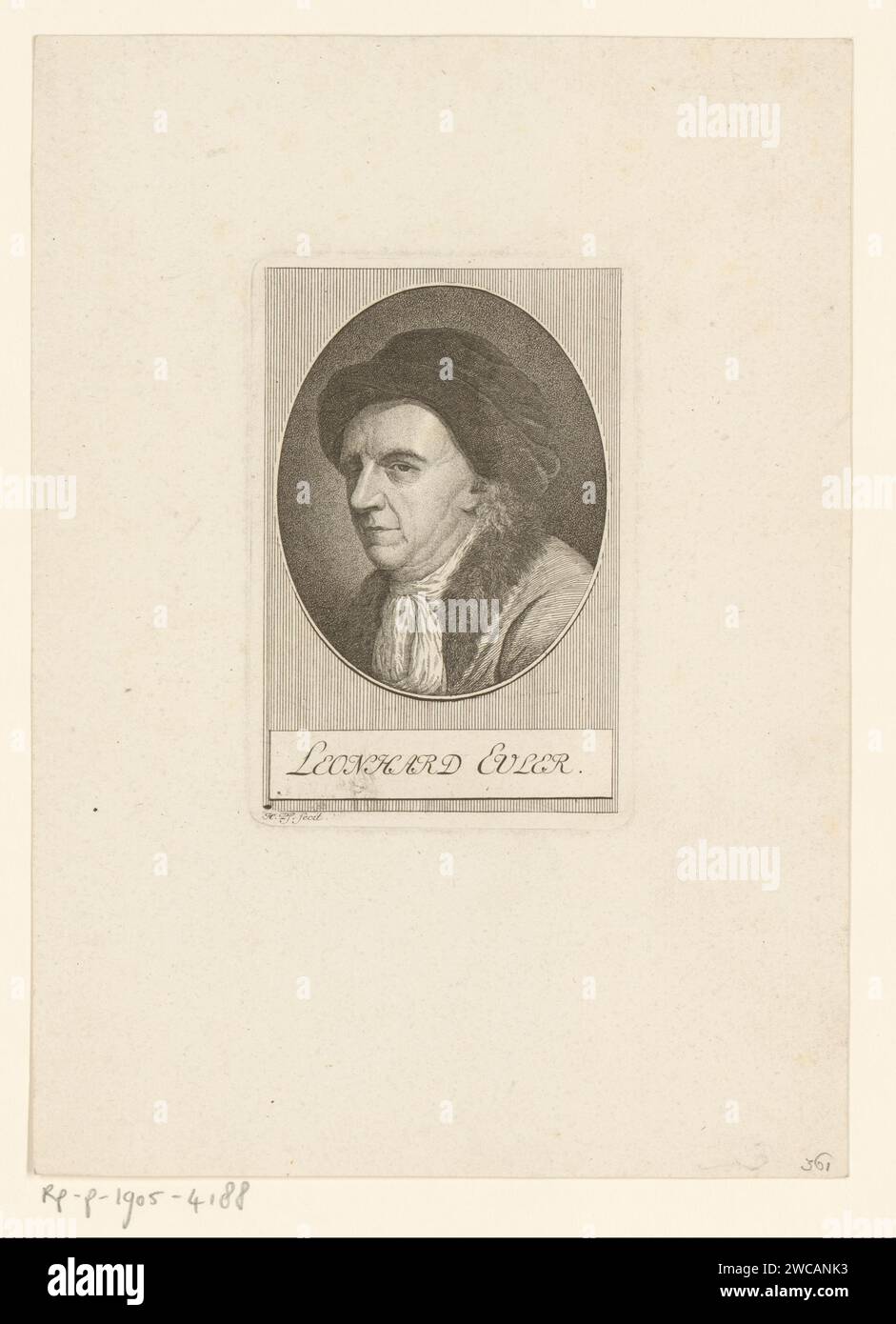 Portrait van Leonhard Euler, Heinrich Pfenninger, 1759 - 1815 print   paper etching historical persons Stock Photo