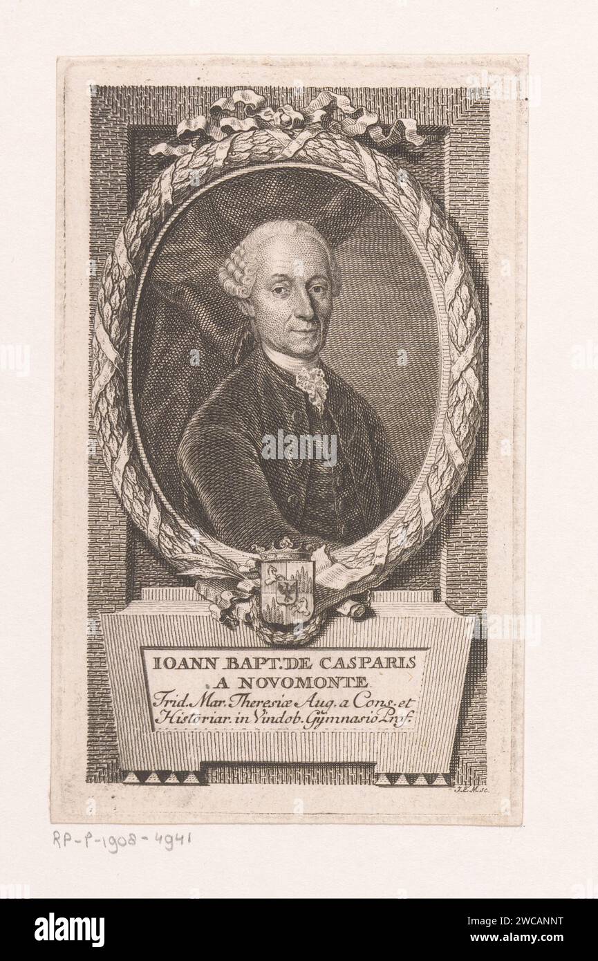 PortraT van Giovanni Battista de Gaspari, Johann Ernst Mansfeld, 1749 - 1796 print   paper etching / engraving historical persons. armorial bearing, heraldry Stock Photo