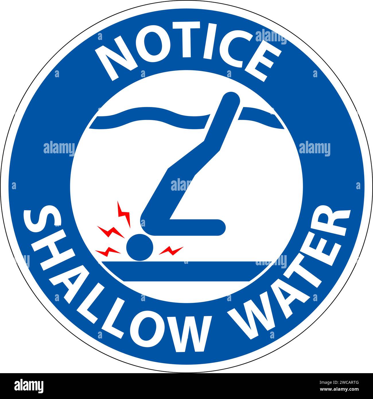 Water Safety Sign Notice - Shallow Water Stock Vector