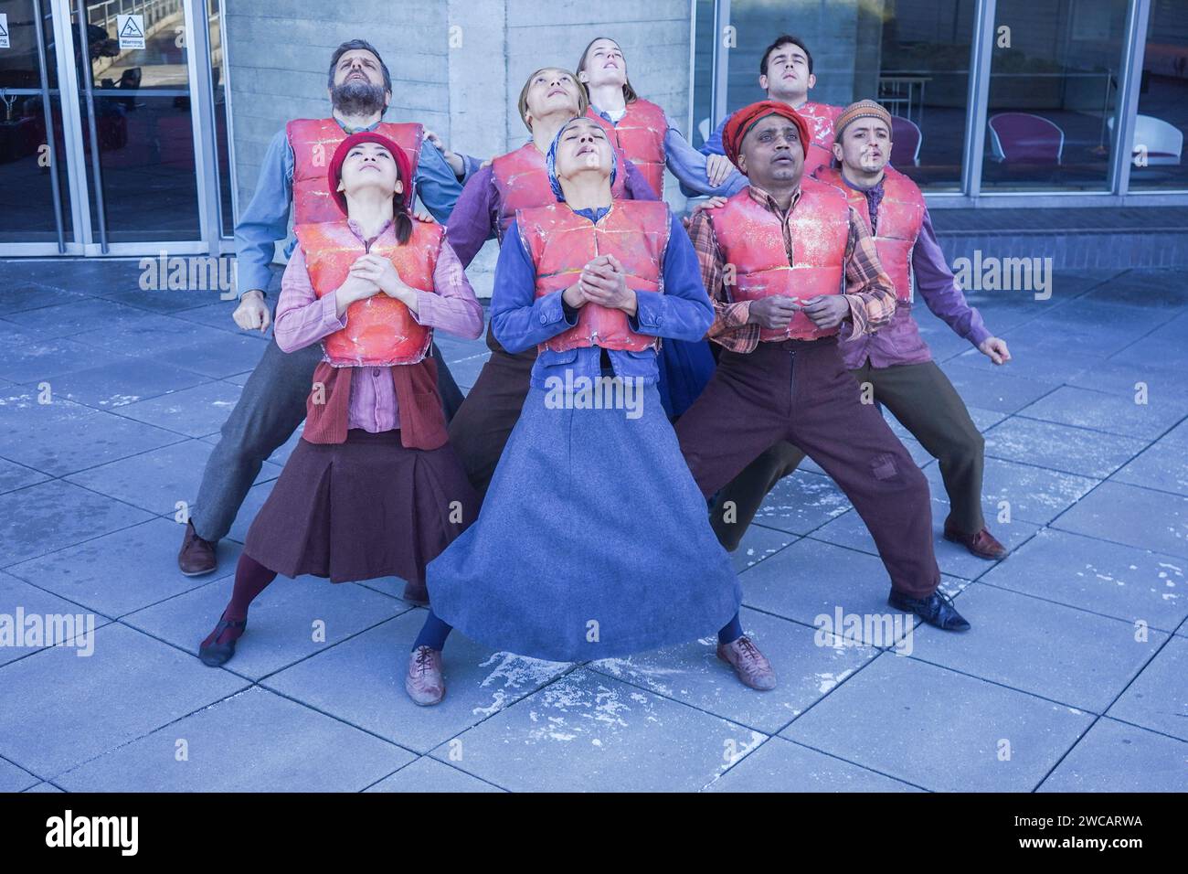 London, UK. 15 January 2024. .The cast of the physical theatre company ...