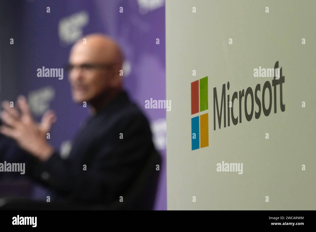 Microsoft CEO Satya Nadella speaks at an event at the Chatham House ...