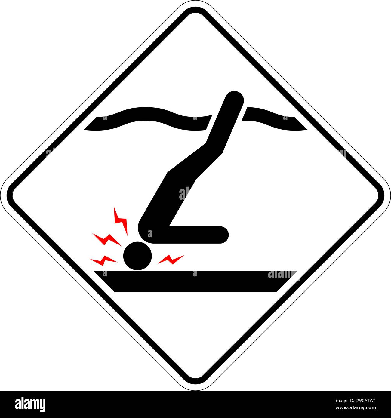 Water Safety Sign Warning Shallow Water Stock Vector Image And Art Alamy 