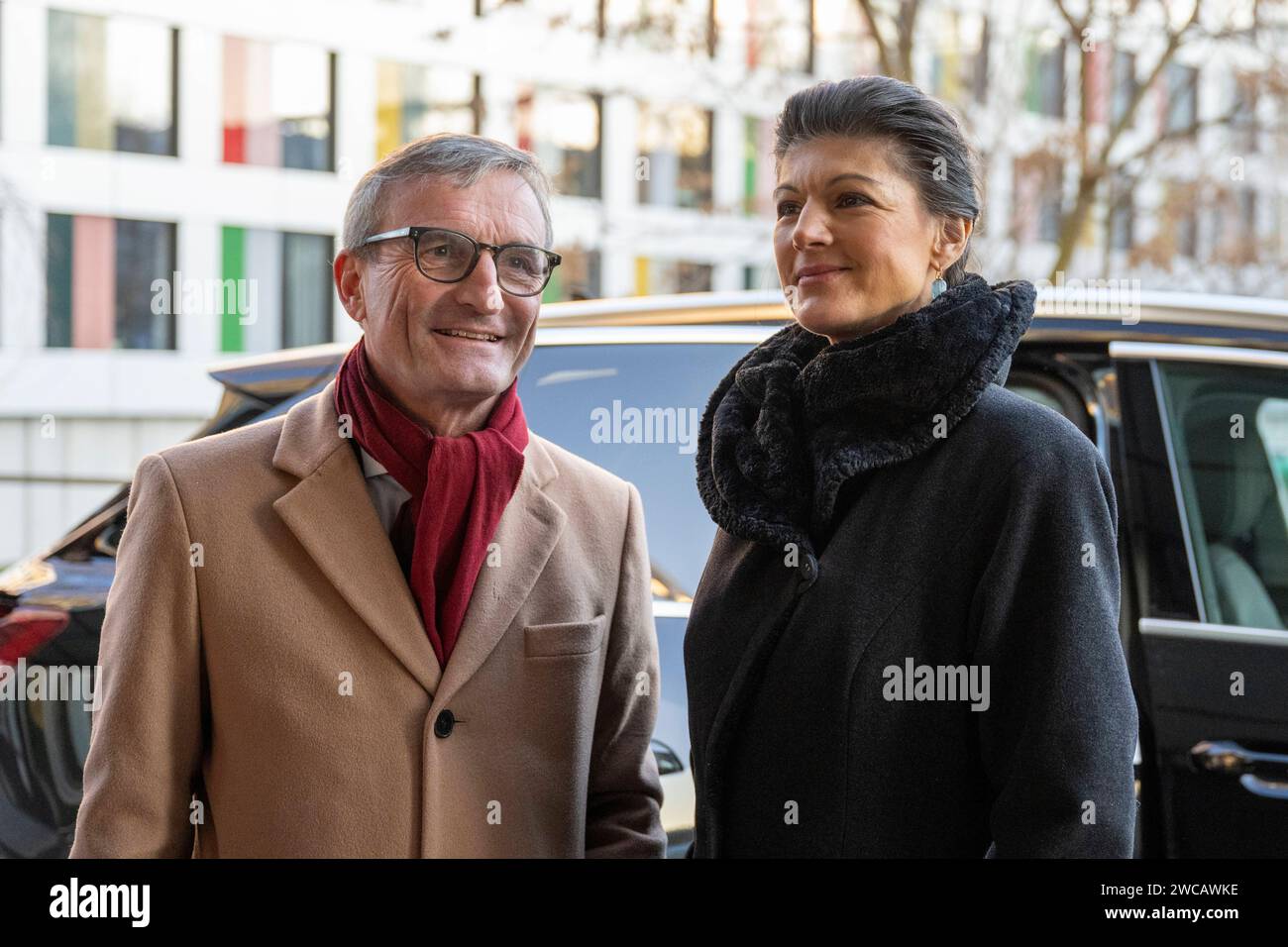 Thomas Geisel und Sahra Wagenknecht nach einer Pressekonferenz zur ...