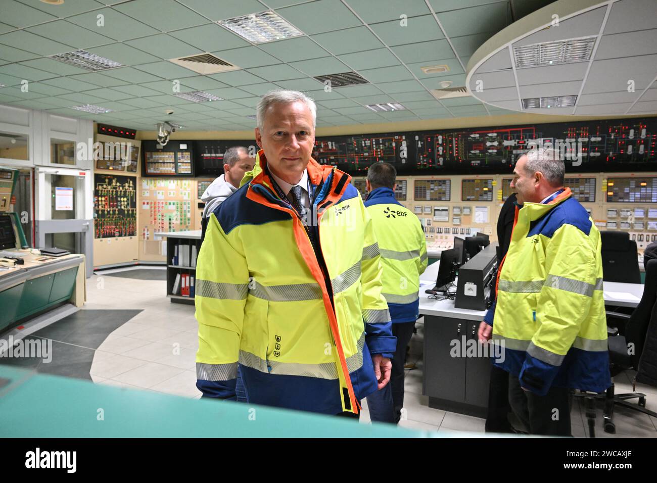 Gravelines, France. 15th Jan, 2024. French Economy minister Bruno Le