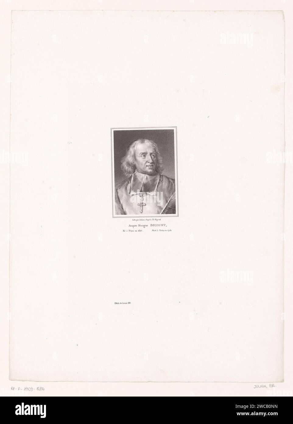 Portret van Jacques-Bénigne Bossuet, Bernard Romain Julien, after ...