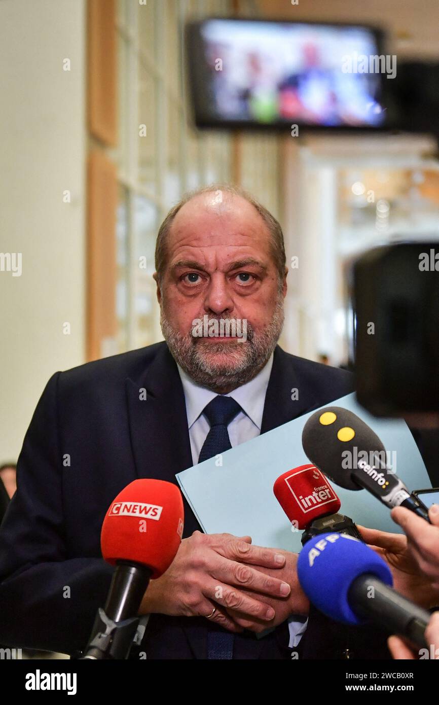 Paris, France. 15th Jan, 2024. French Minister of Justice Eric Dupond