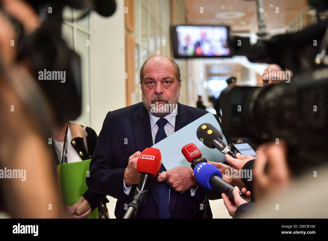 Paris, France. 15th Jan, 2024. French Minister of Justice Eric Dupond