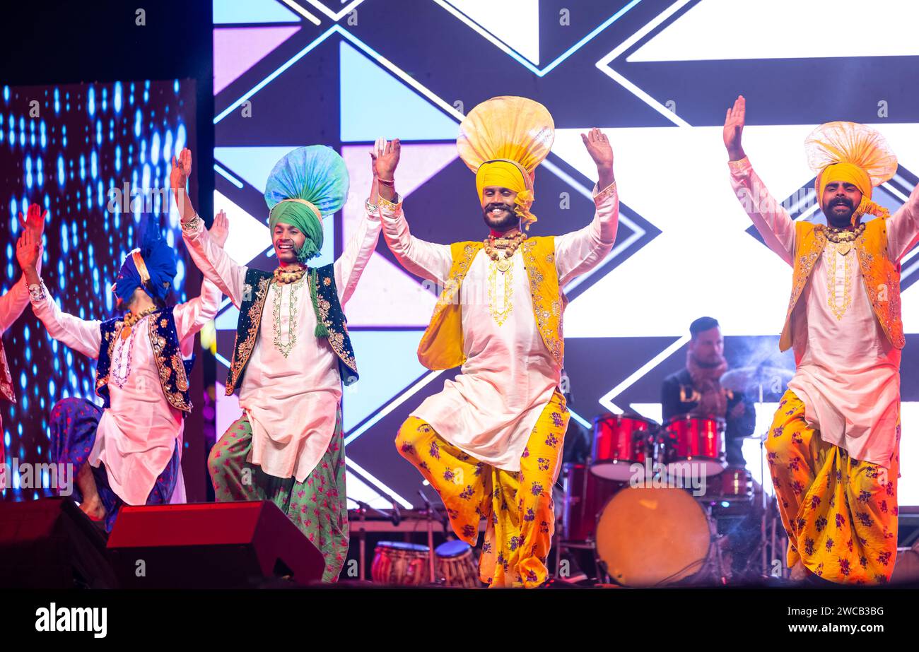 Group of punjabi artists from punjab performing bhangra dance in