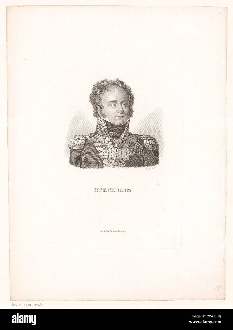 Portret van Sigismond Frédéric de Berckheim, Charles Aimé Forestier, c. 1818 print  Paris paper engraving historical persons. commander-in-chief, general, marshal Stock Photo