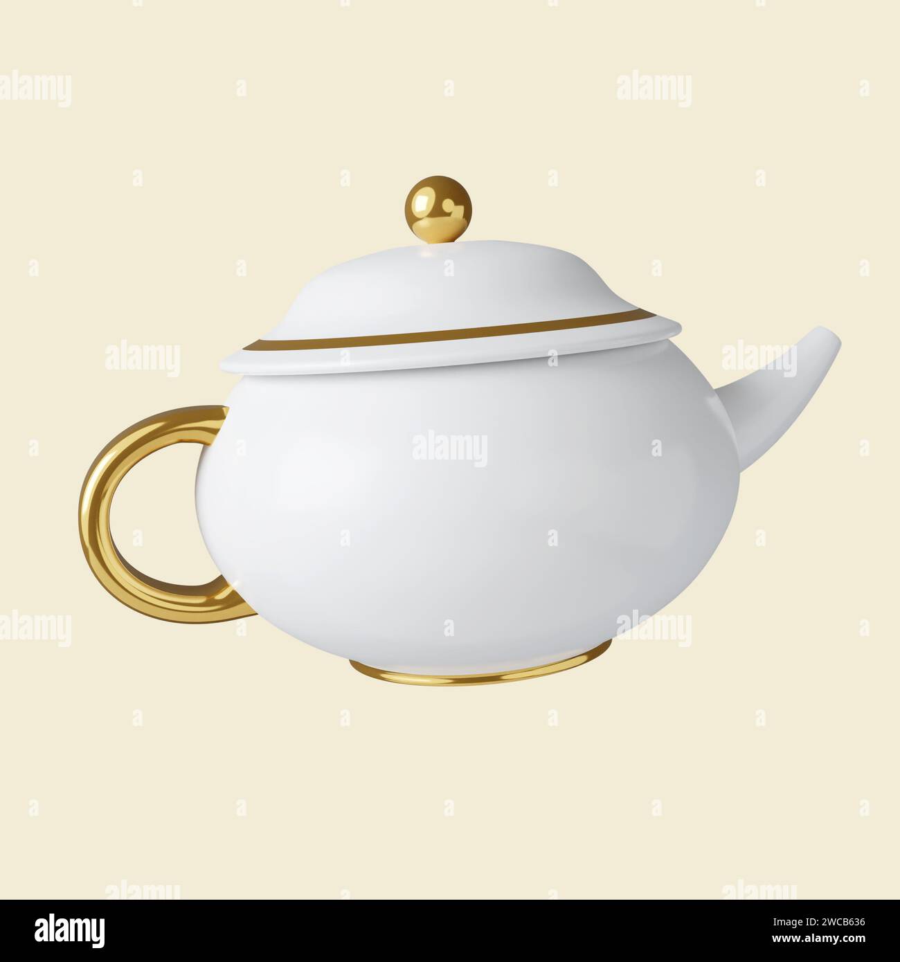 3d tea . Mid autumn festival. icon isolated on yellow background. 3d rendering illustration. Clipping path. Stock Photo
