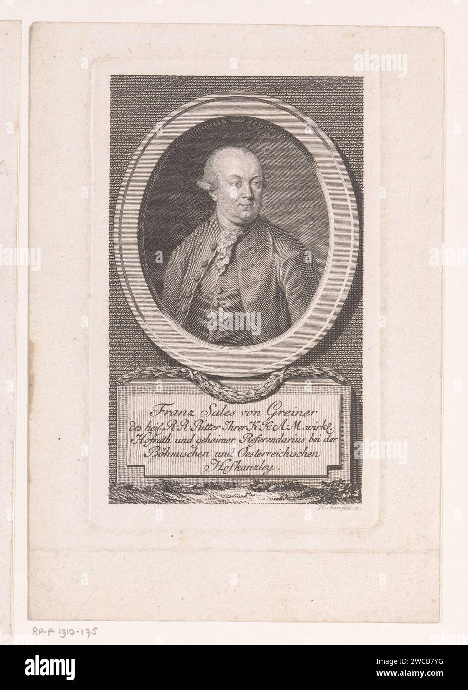 PortraT van Franz Sales von Greiner, Johann Ernst Mansfeld, 1749 1796