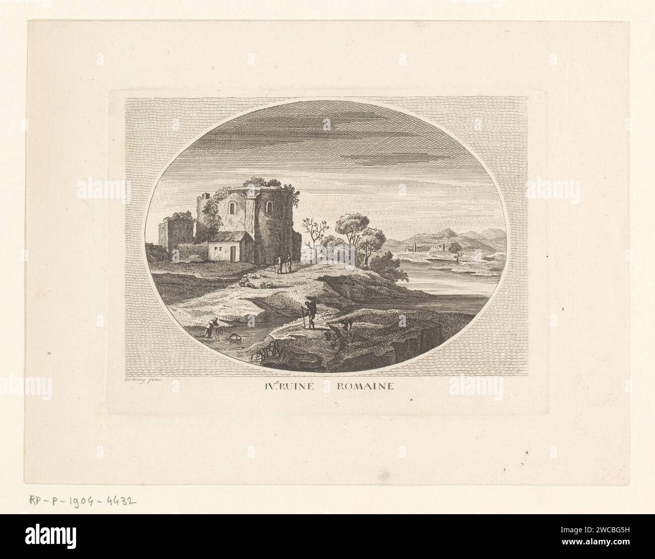 Roman ruin in a river landscape, Anonymous, After Christian Wilhelm ...