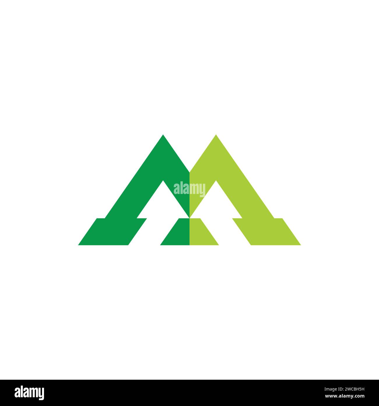 letter m green mountain arrow logo vector Stock Vector