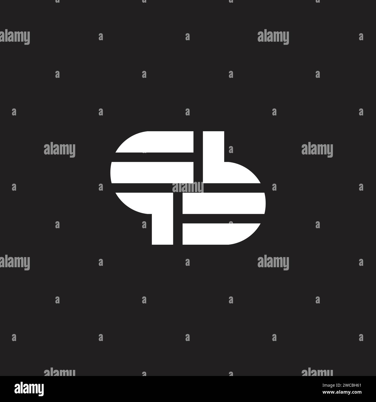 letter qb stripes silhouette geometric logo vector Stock Vector