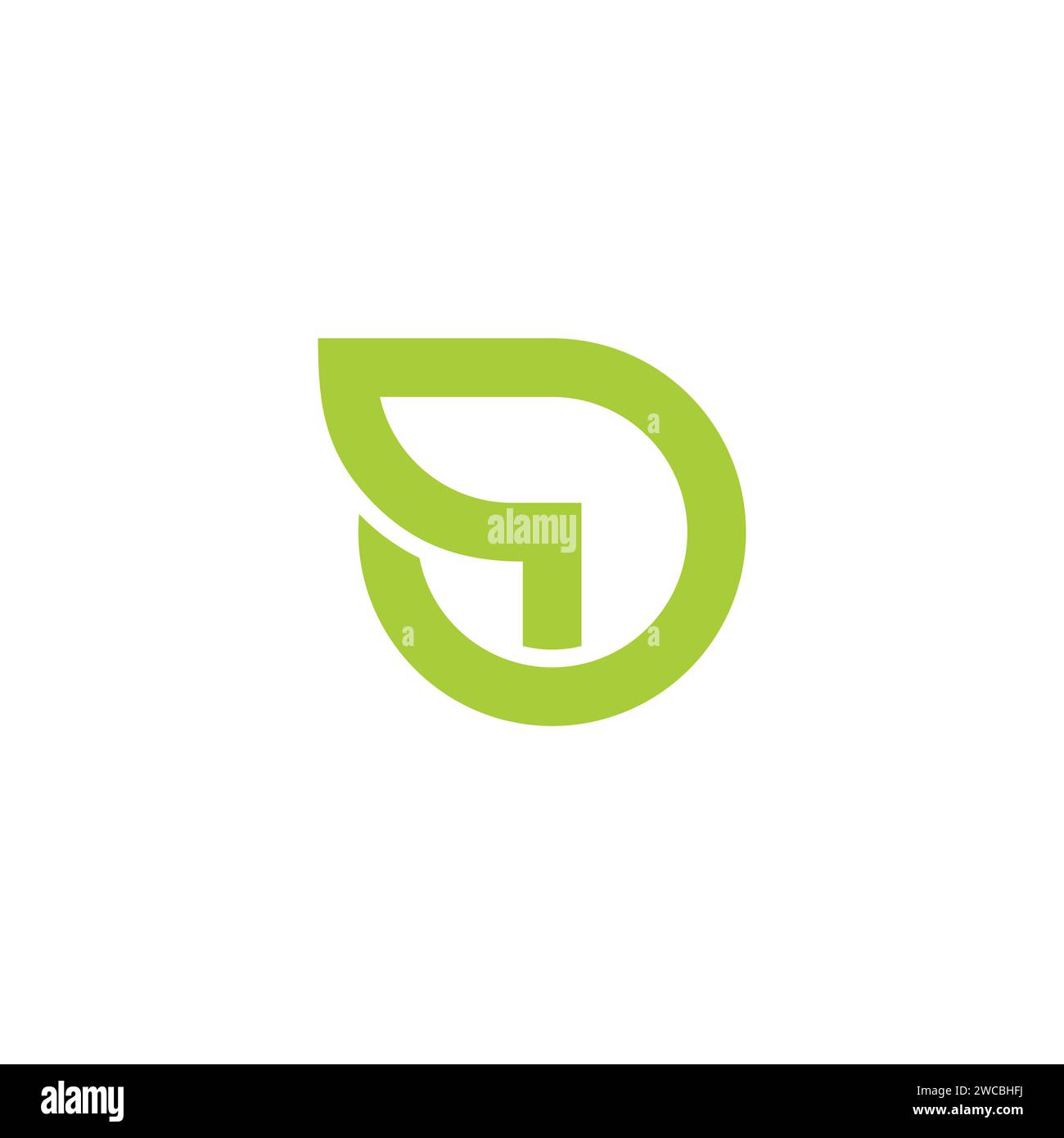 letter d simple geometric circle leaf logo vector Stock Vector