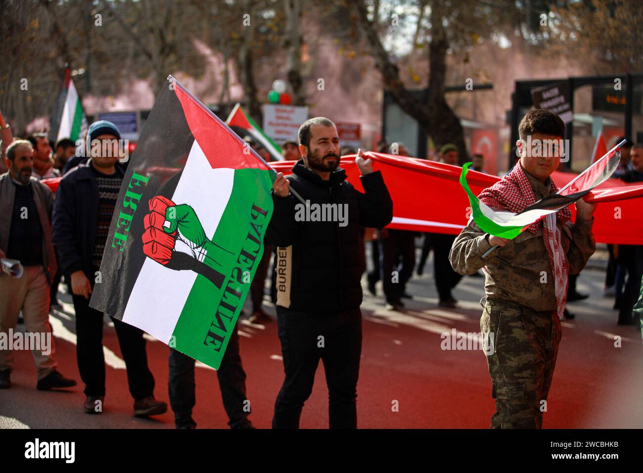 Demonstration Only January 14, 2024: Gaziantep, Turkiye. 14 January 2024. Thousands of ...