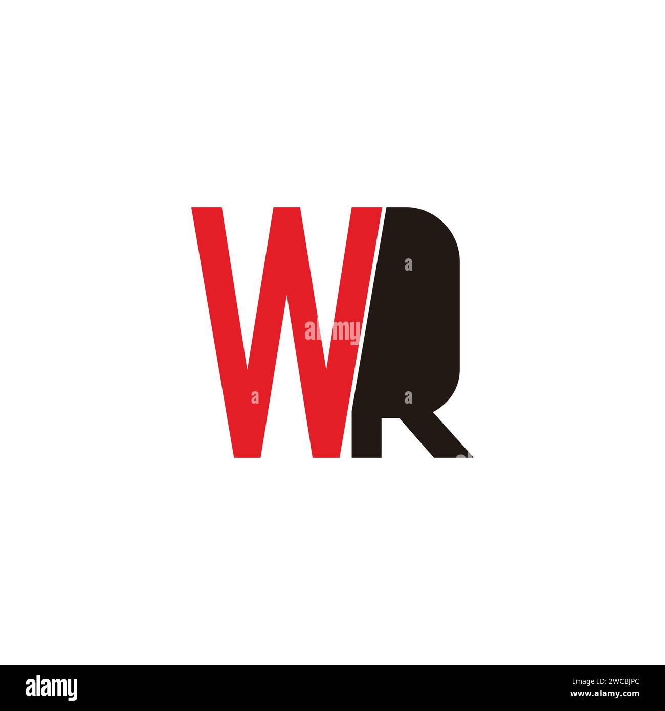 letter wr shadow silhouette simple logo vector Stock Vector