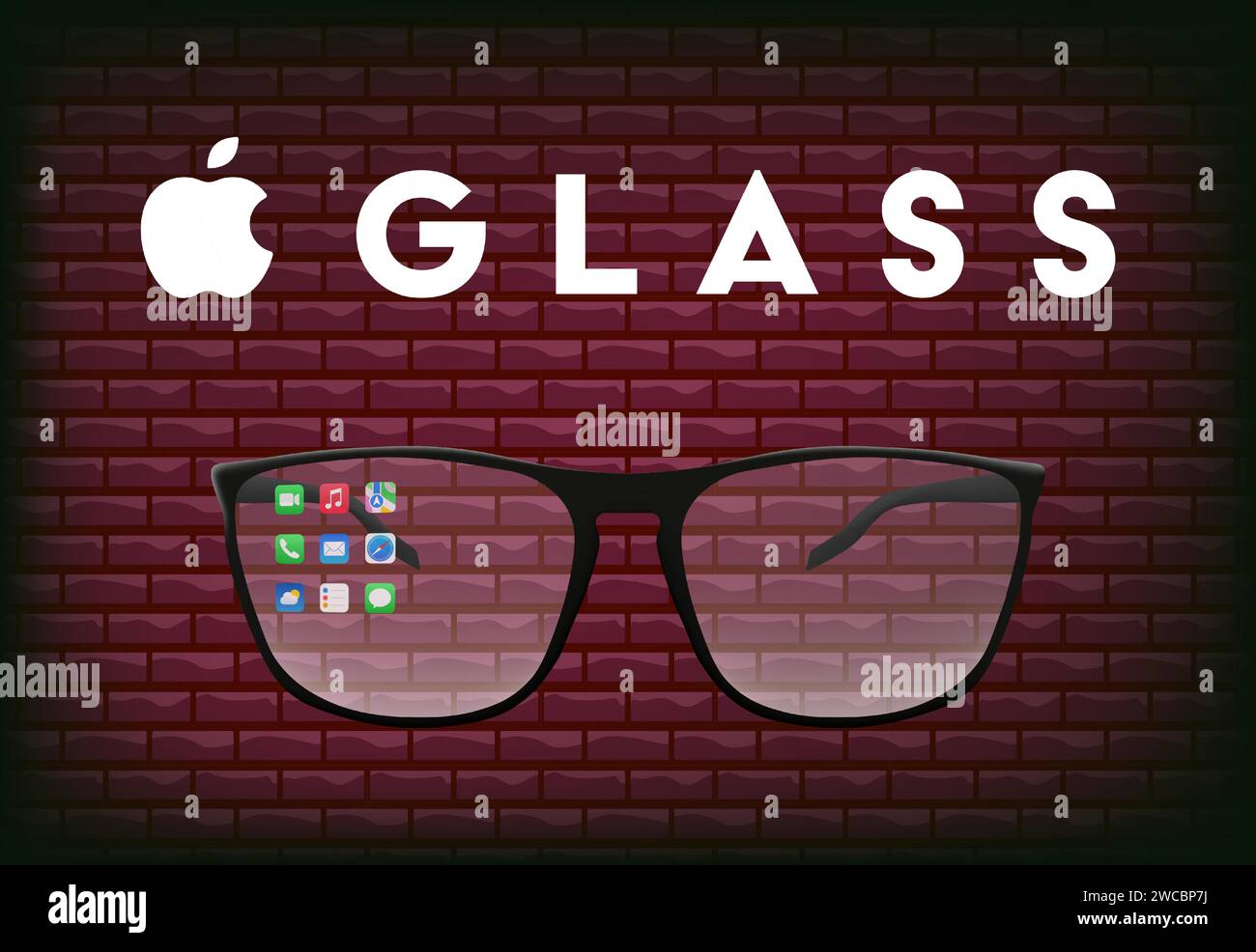 Apple glass. Realistic smart glasses from apple, macos, glasses with