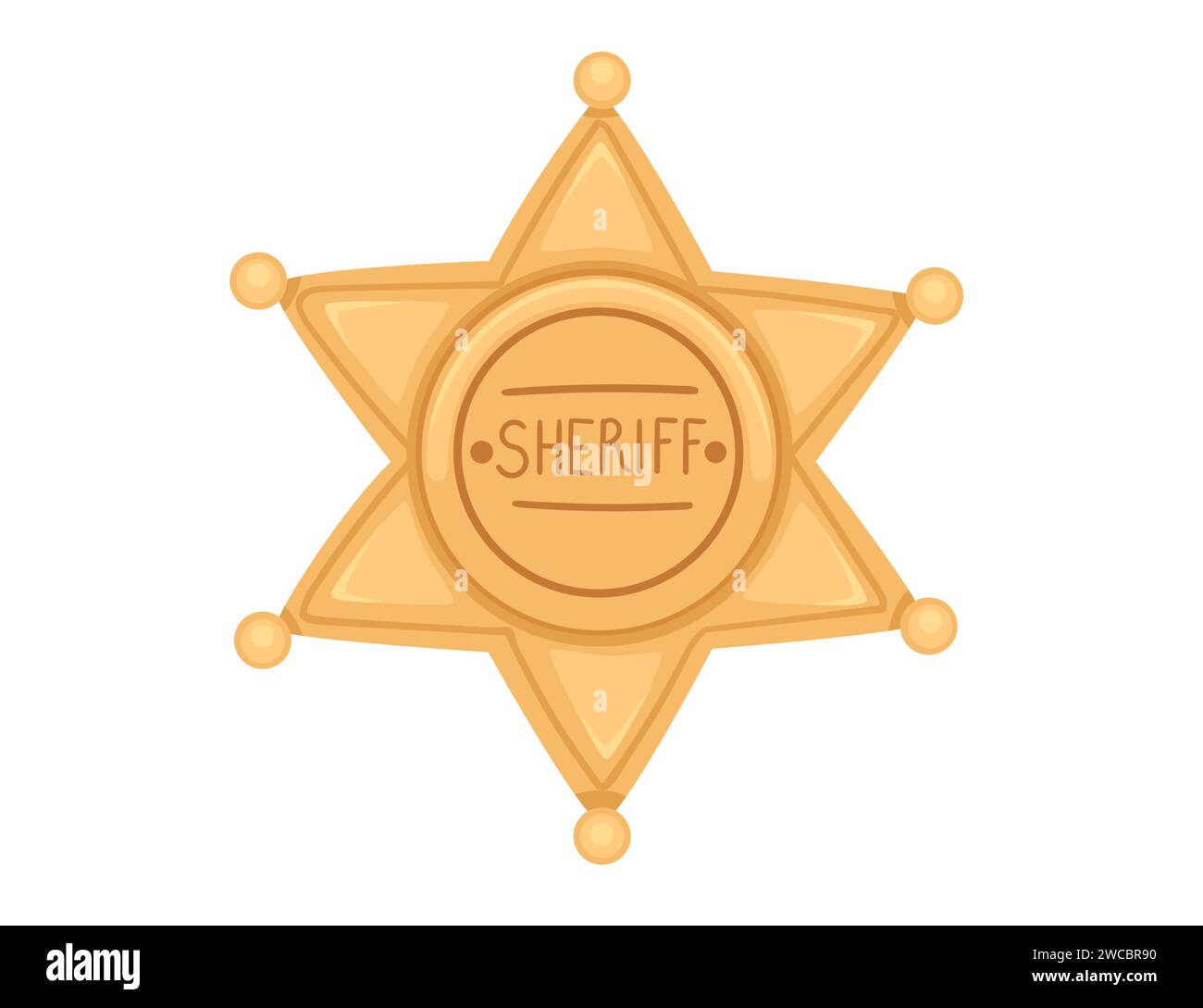 Gold sheriff star badge vector illustration isolated on white background Stock Vector