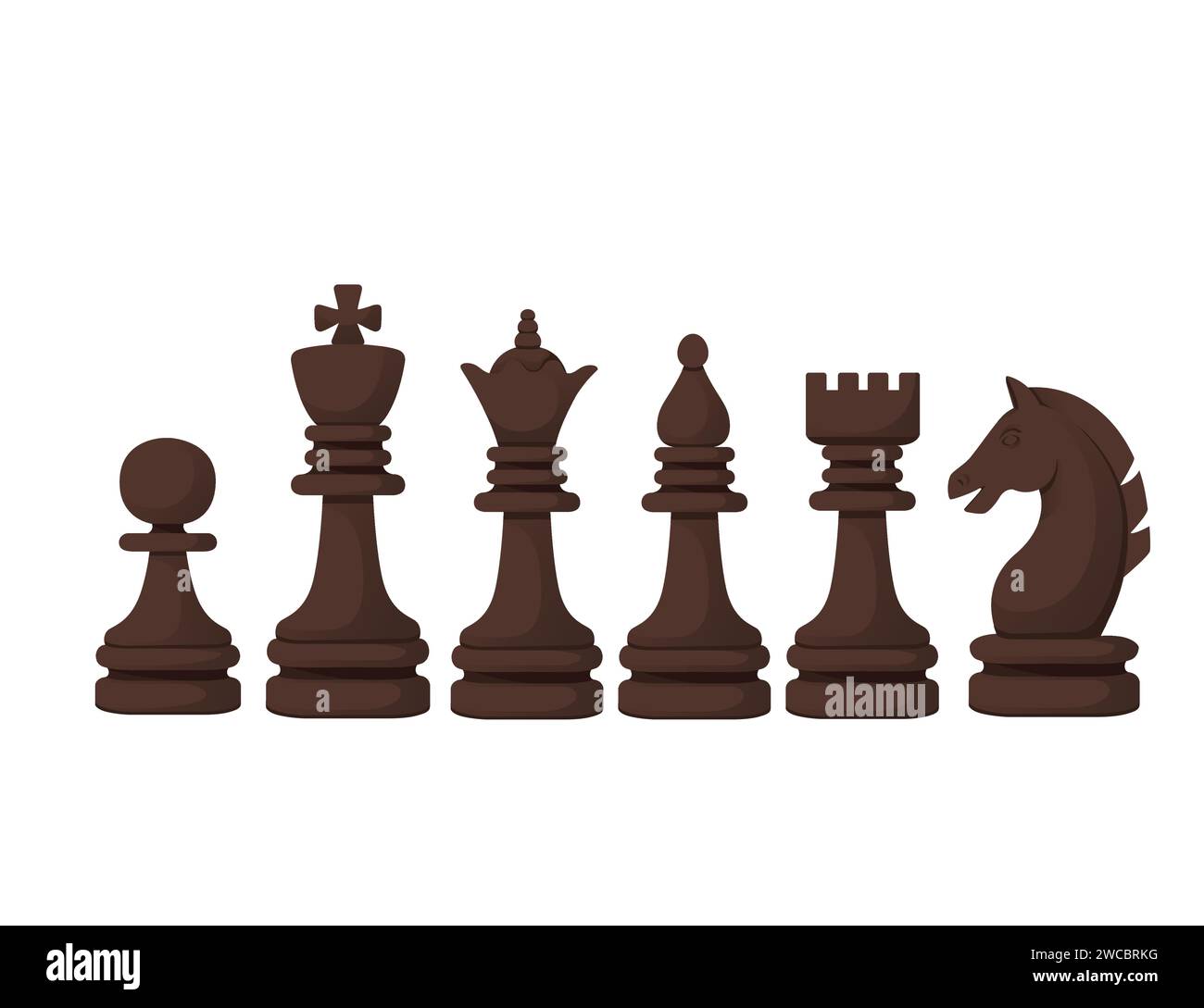 Chess pieces set black color vector illustration isolated on white ...