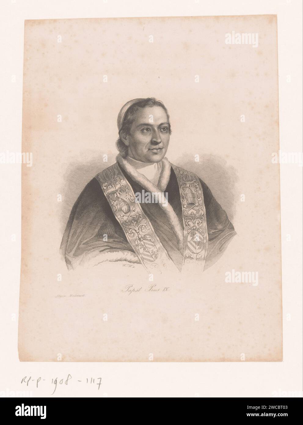 Portet van Pius IX, Monogrammist ww (Sergeur), 1846 - 1875 print   paper steel engraving historical persons. pope Stock Photo