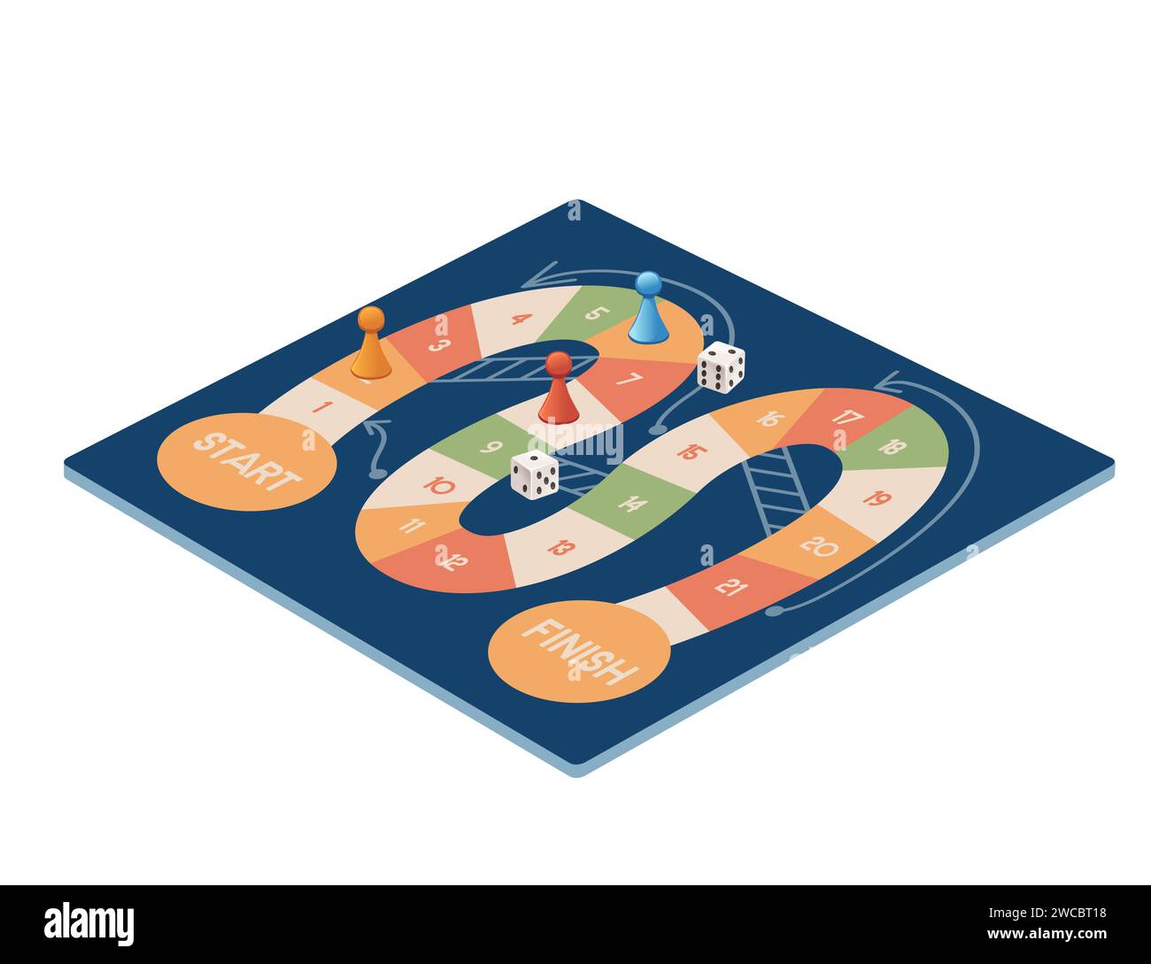 Table board journey game with ladder,figure and dice vector