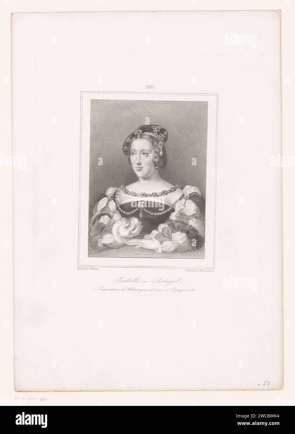 Portret van Isabella van Portugal, Léon Mauduison, after Holbein, 1848 ...