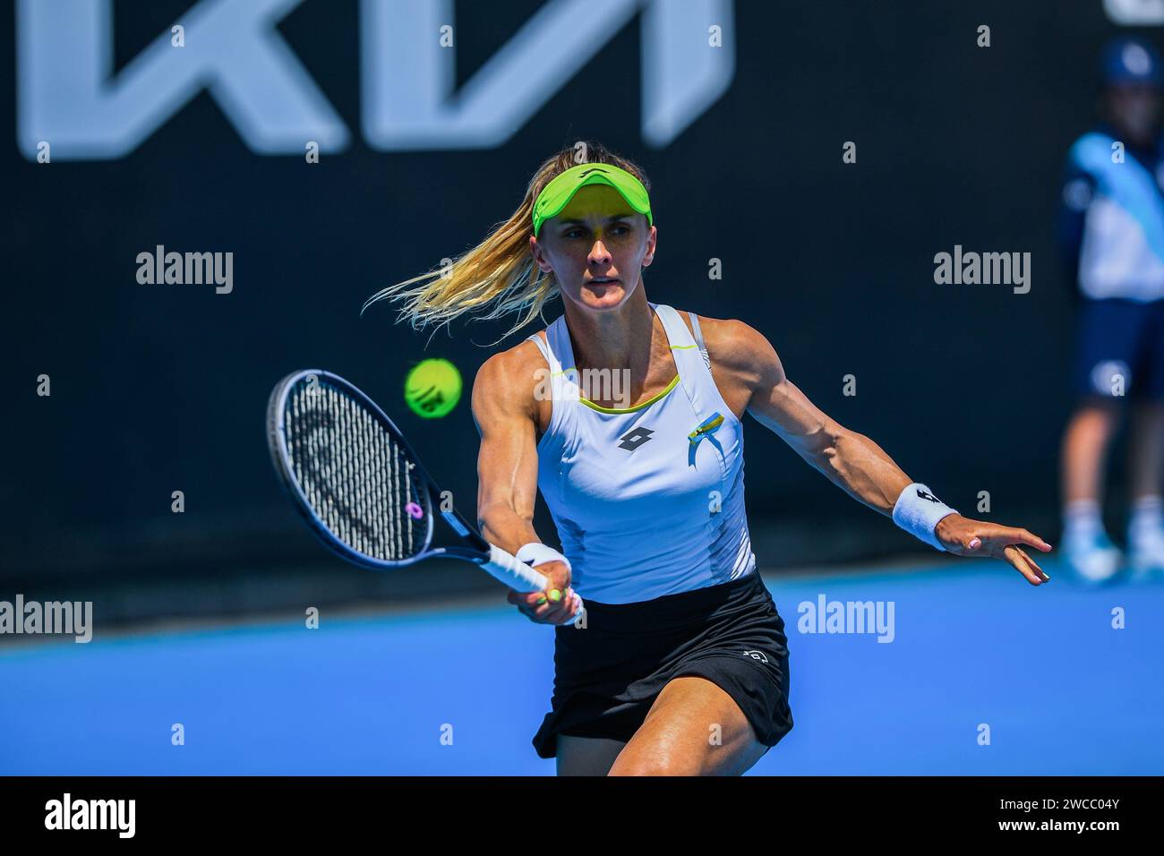 Melbourne, Australia. 14th Jan, 2024. Lesia Tsurenko of Ukraine plays ...