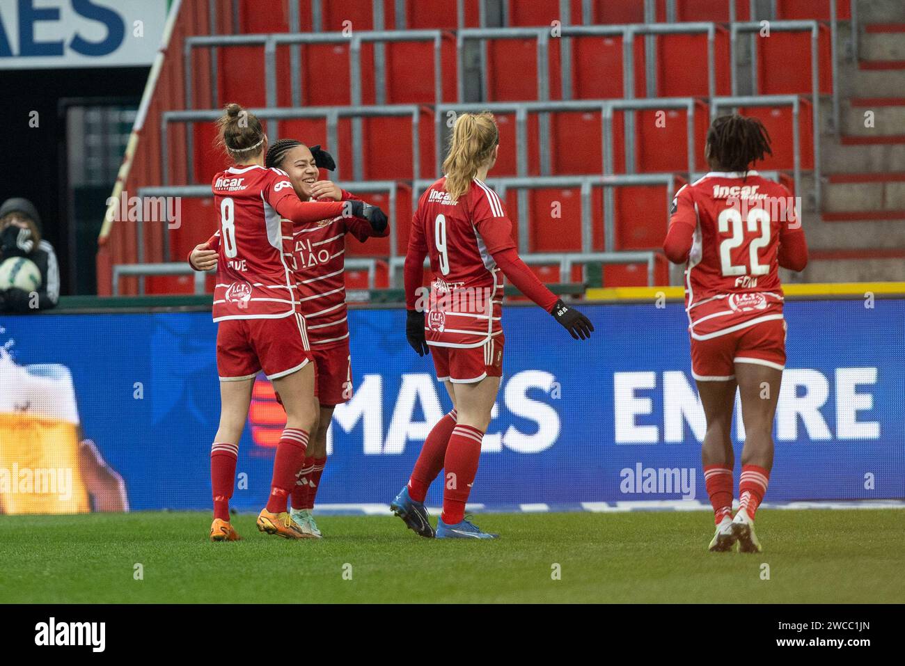 Liege, Belgium. 13th Jan, 2024. Mariam Abdulai Toloba (7) of Standard