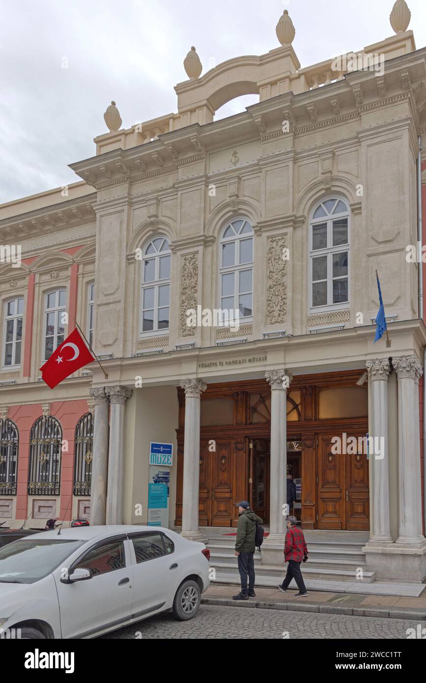 Istanbul, Turkey - October 18, 2023: Turkey Banking Museum in First Bank Building Historic Site at Bankacilar Street in Faith. Stock Photo