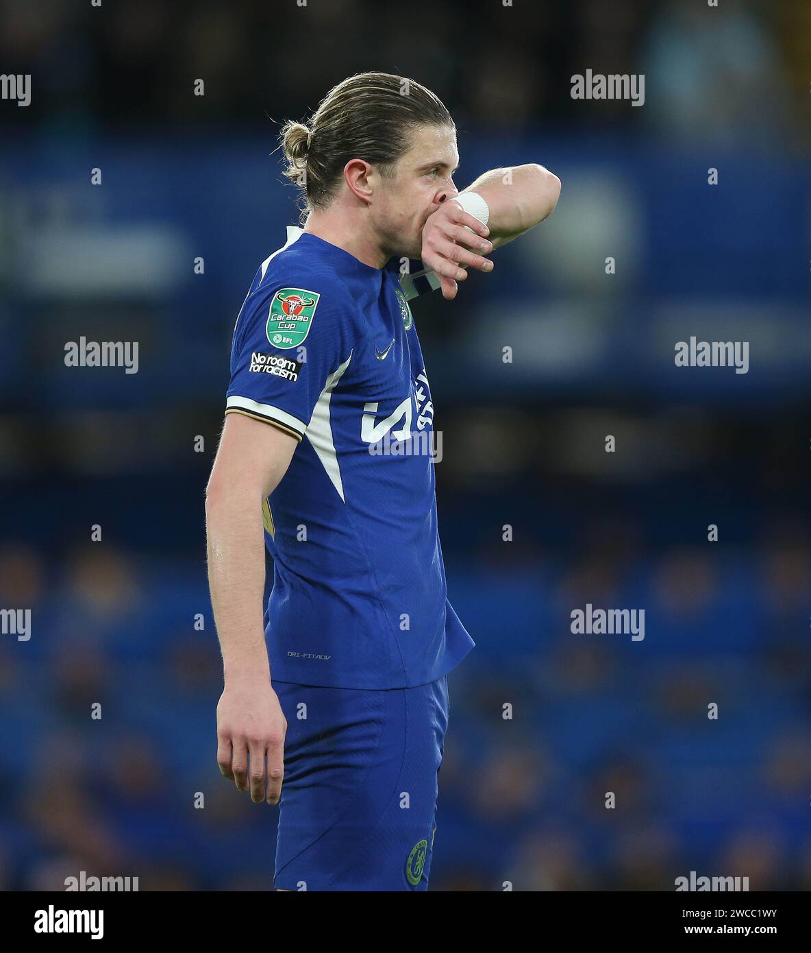 Conor Gallagher of Chelsea looks disappointed & dejected. - Chelsea v Newcastle United, Carabao Cup, Stamford Bridge Stadium, London, UK - 19th December 2023. Editorial Use Only - DataCo restrictions apply. Stock Photo