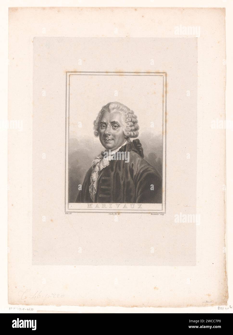 Portret van Pierre Carlet de Marivaux, Pierre François Bertonnier, After Méhu, 1824 print  France paper. engraving historical persons Stock Photo