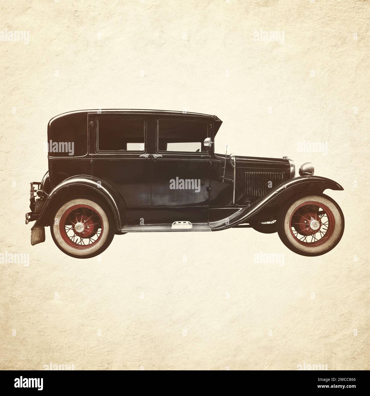 Sepia toned image of an early twentieth century black luxury classic car Stock Photo