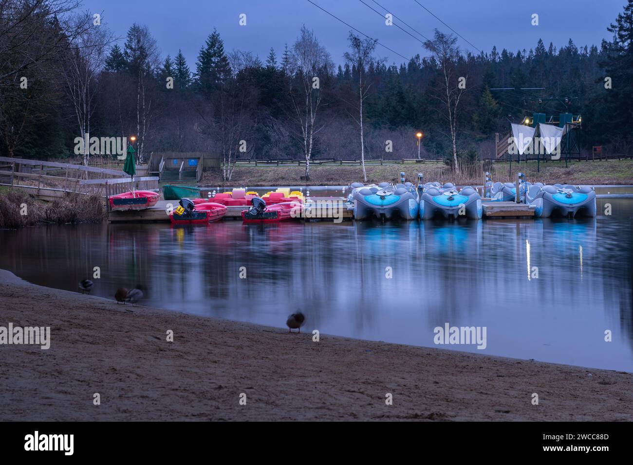 The Boathouse and boating lake, Center Parcs, Longleat Stock Photo Alamy