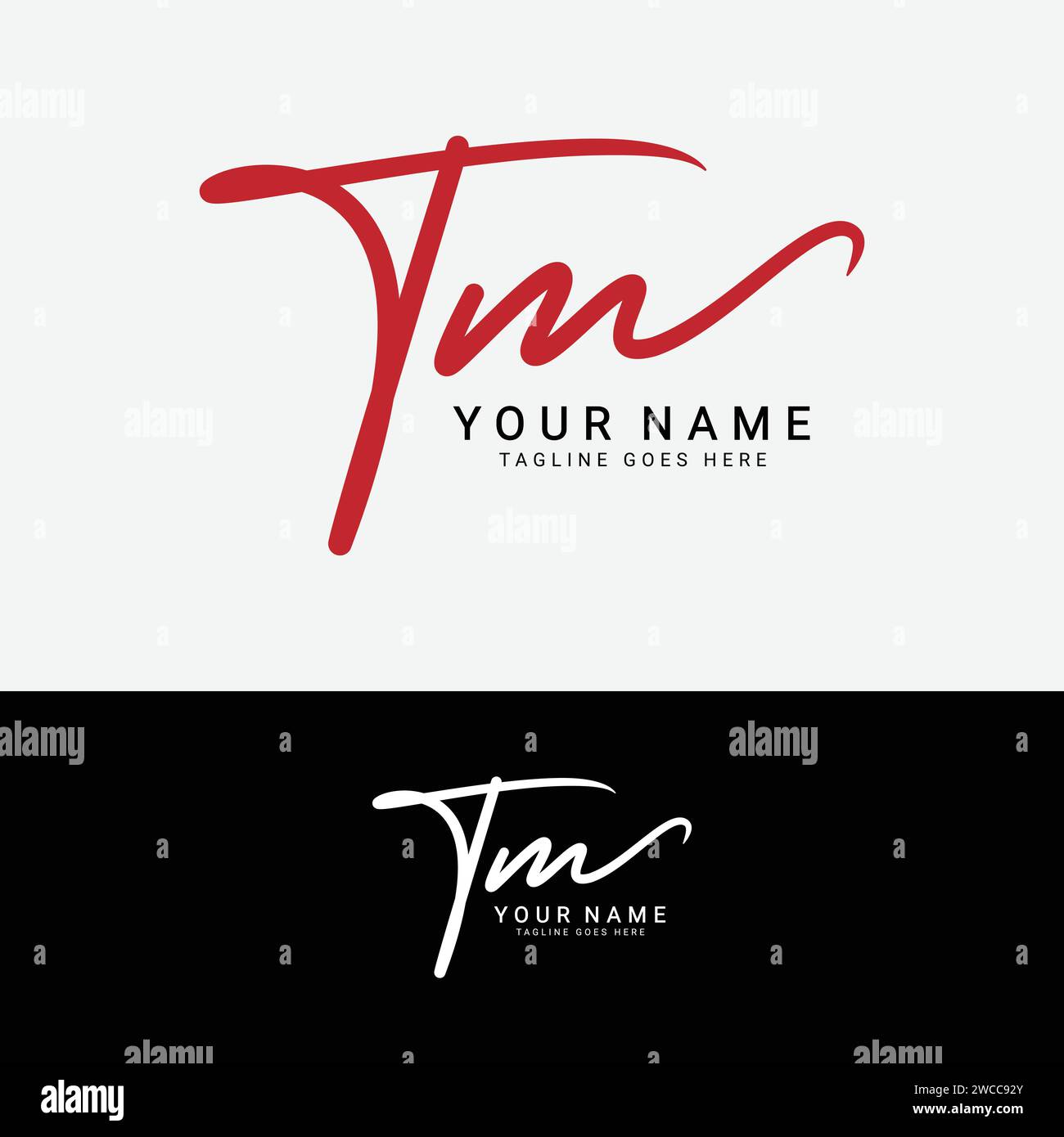 T, M, TM Initial handwriting or handwritten letter logo for identity. Logo with signature, wedding, fashion, floral, botanical and hand drawn in style Stock Vector