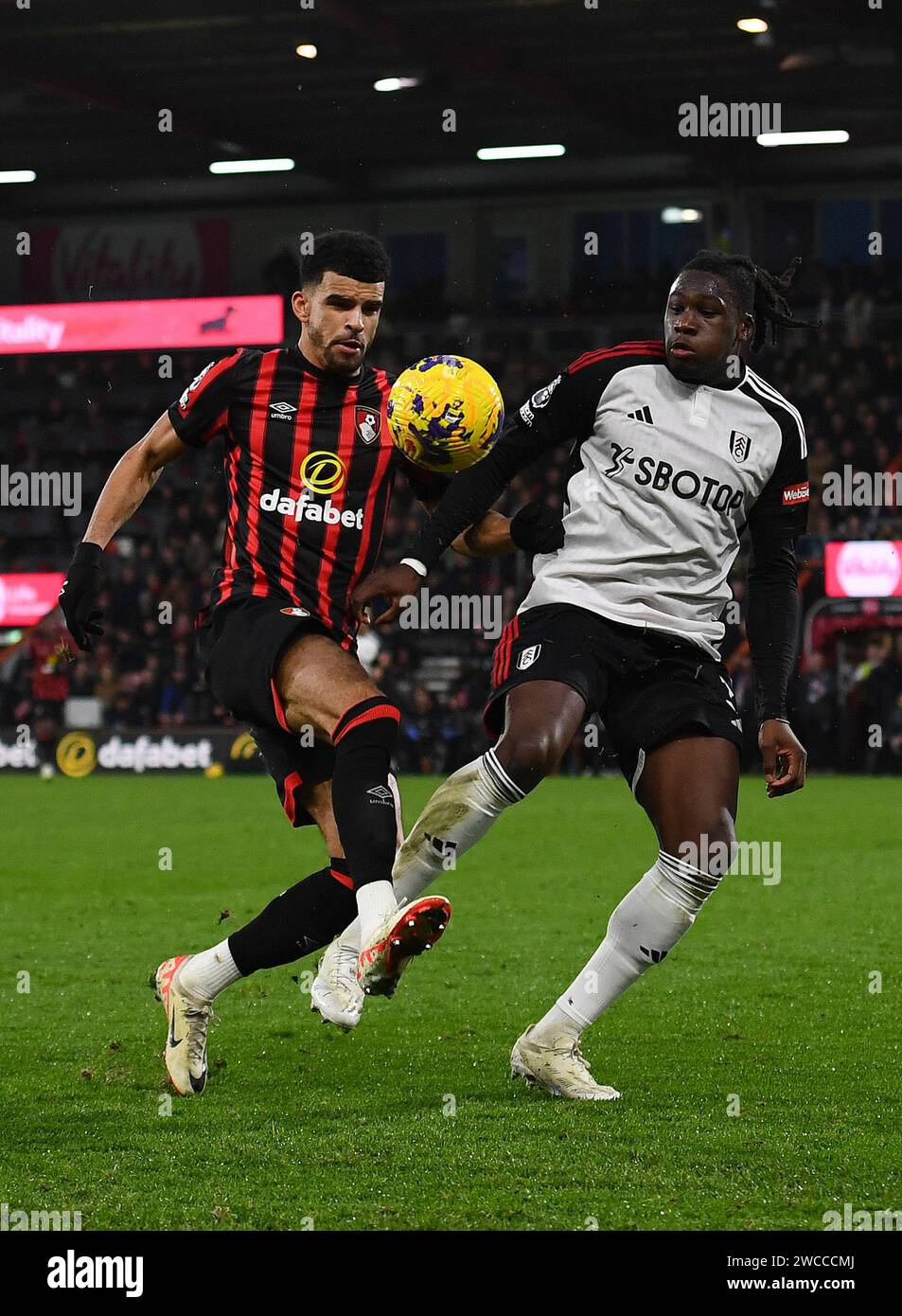 Dominic Solanke Of AFC Bournemouth And Calvin Bassey Of Fulham - AFC ...