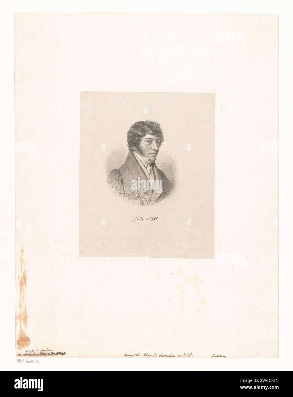 Portrait of Felix Neff, Pierre Elie Bovet, 1811 - 1875 print   paper. etching historical persons. functionaries and dignitaries  Protestant churches Stock Photo