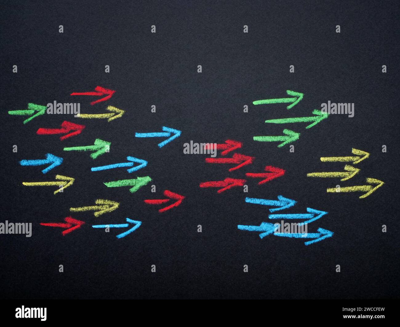Colored arrows and grouped as a segmentation concept. Stock Photo