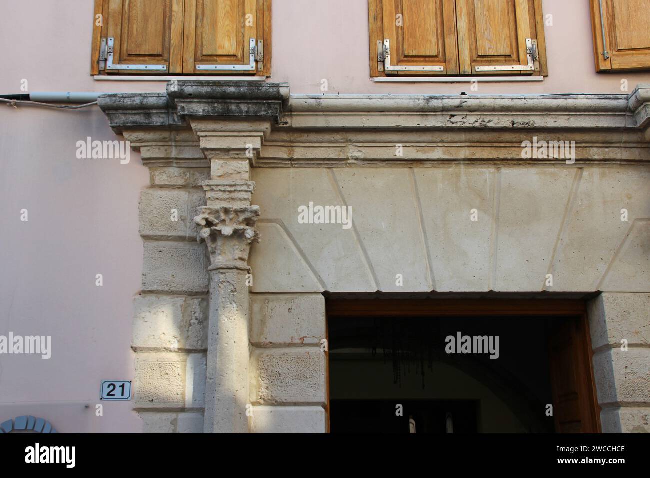 facade of a house in rethymno in crete in greece Stock Photo