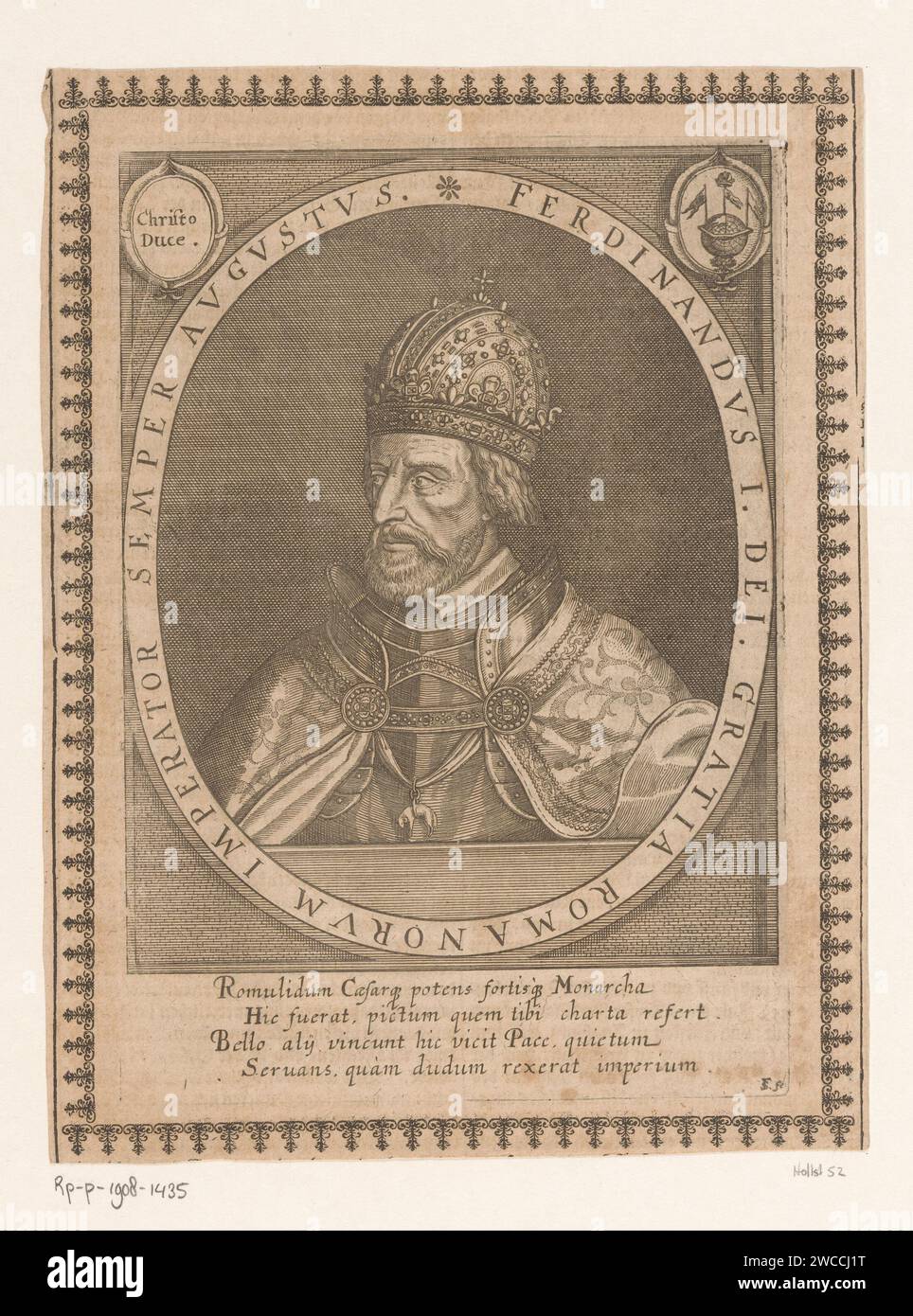 Portrait of Ferdinand I van Habsburg, Sebastian Furck, 1641 print With