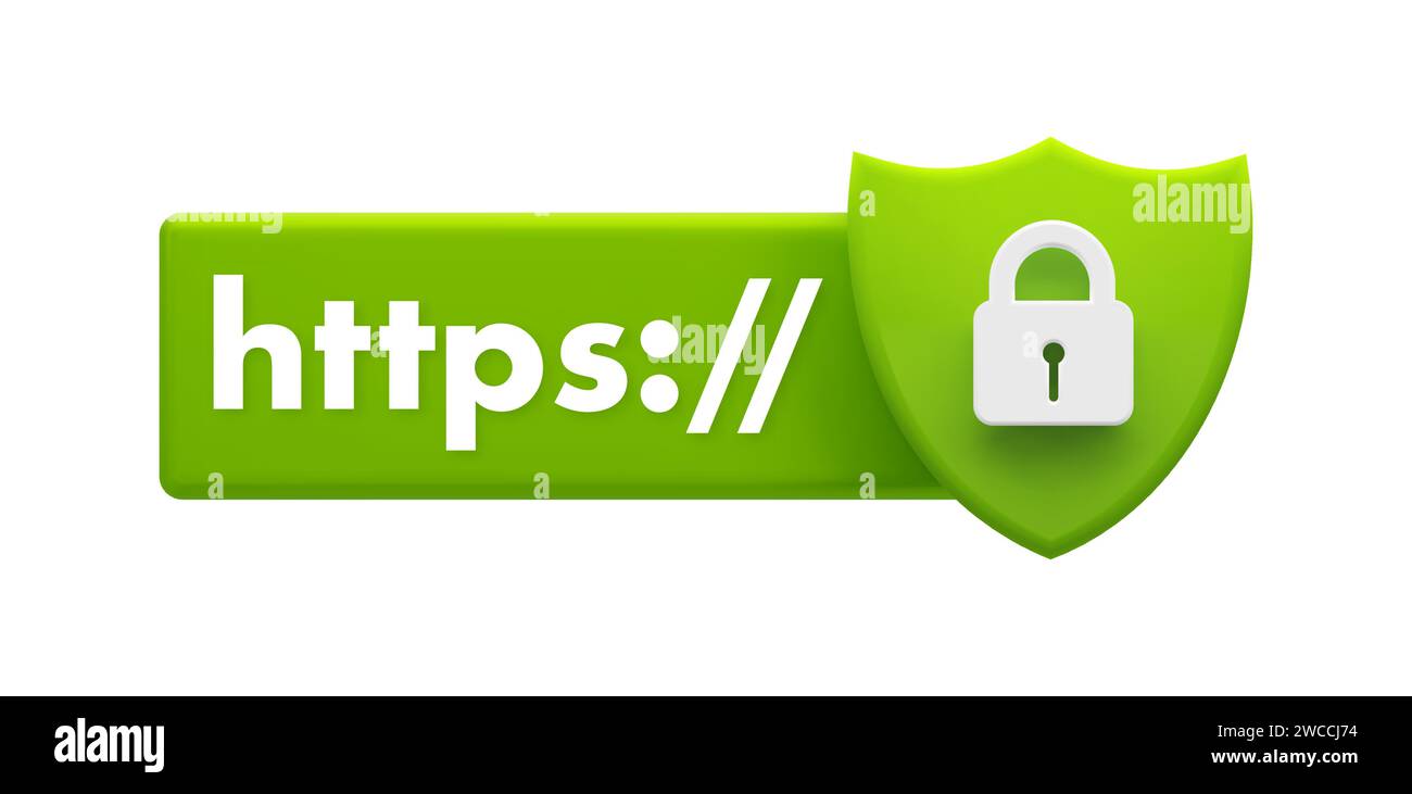 Secure HTTPS protocol shield symbolizing website security and encrypted internet connection Stock Vector