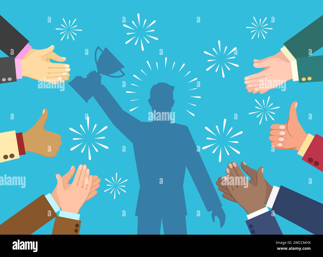 Hand claps celebrate applause Stock Vector