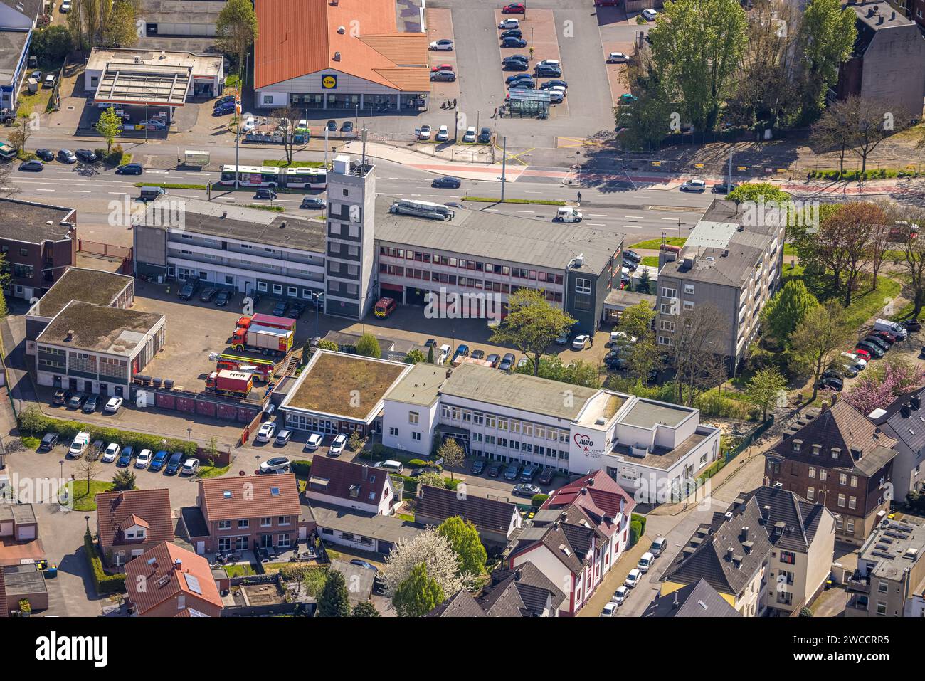 Aerial photo, Herne city fire brigade association, Herne-Mitte, Herne, Ruhr area, North Rhine-Westphalia, Germany Stock Photo