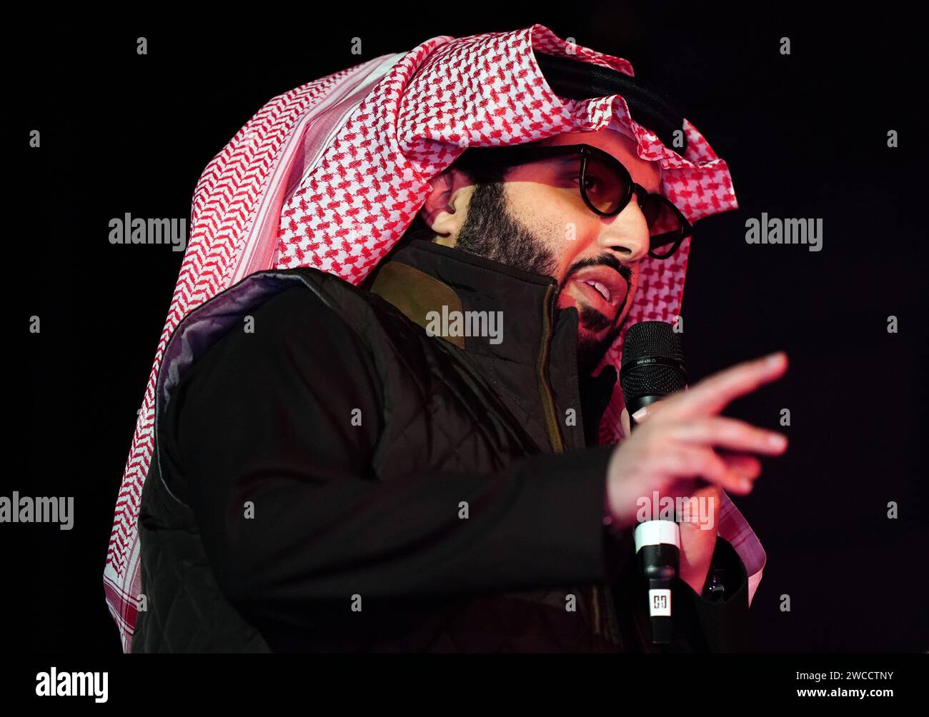 Turki AlSheikh during the press conference at HERE at London