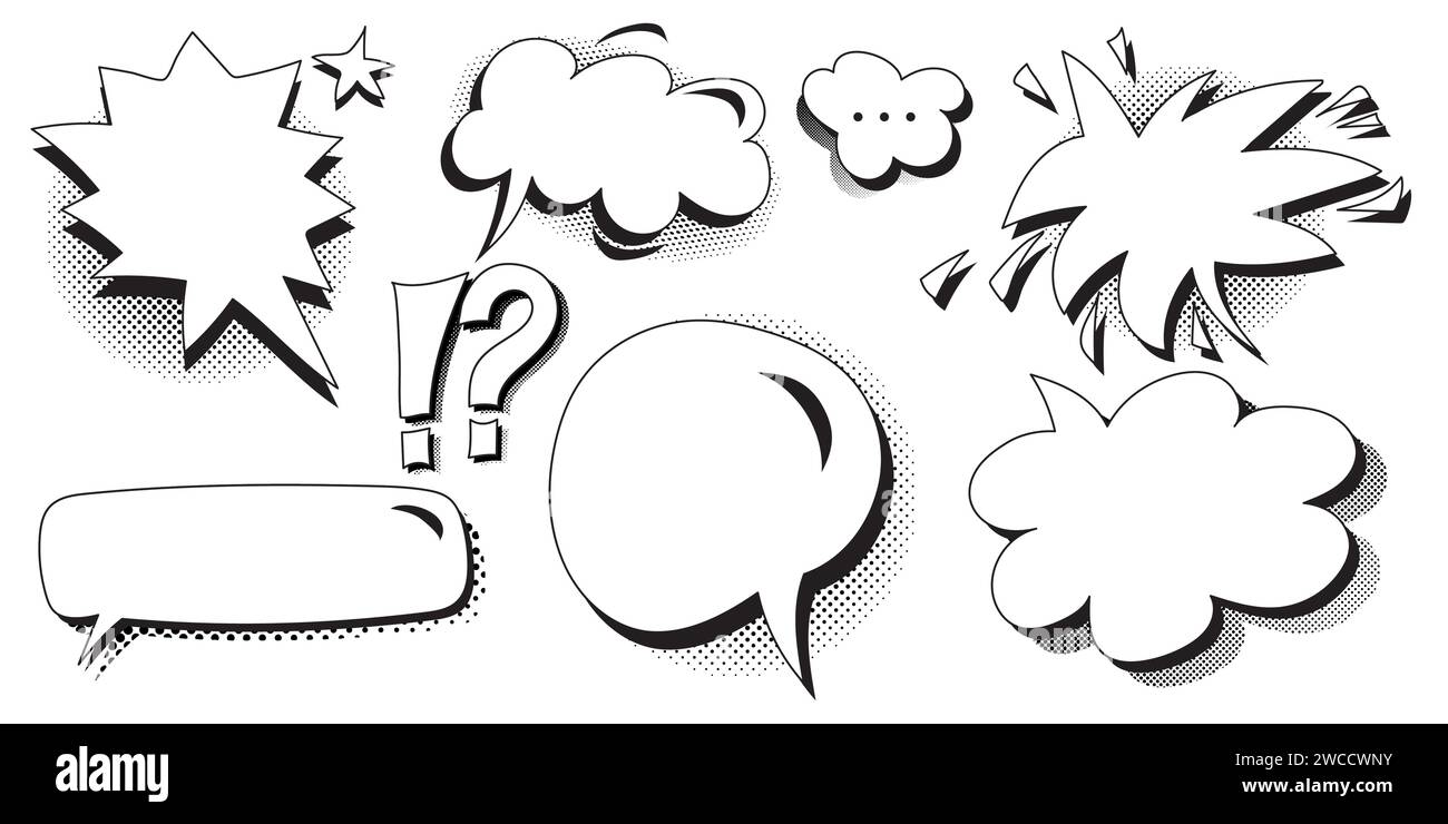 Set of speech bubbles. Halftone shadows. Vector illustration Stock ...
