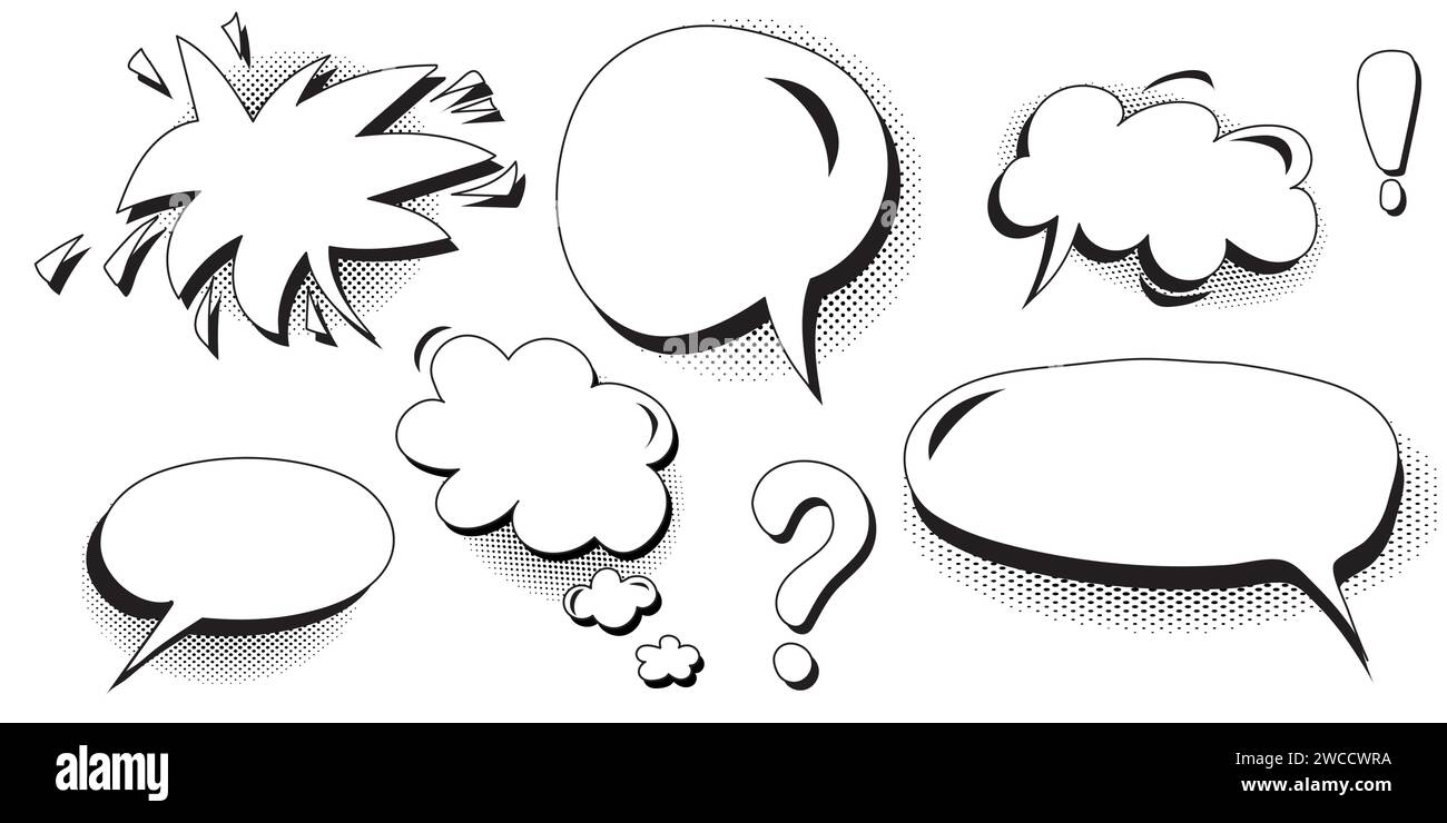 Set of speech bubbles. Halftone shadows. Vector illustration Stock ...